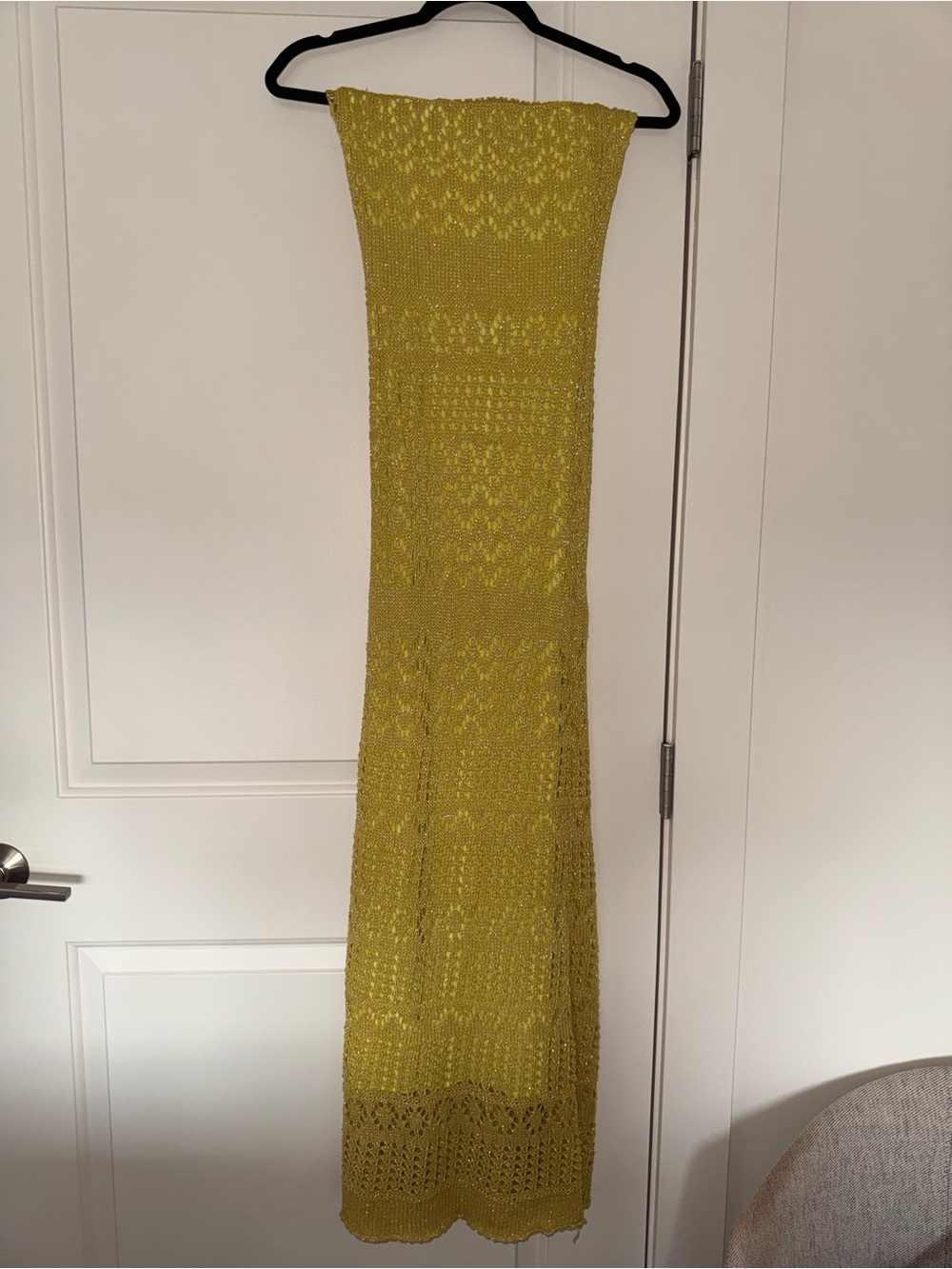Strapless Crochet Maxi Dress in Mustard